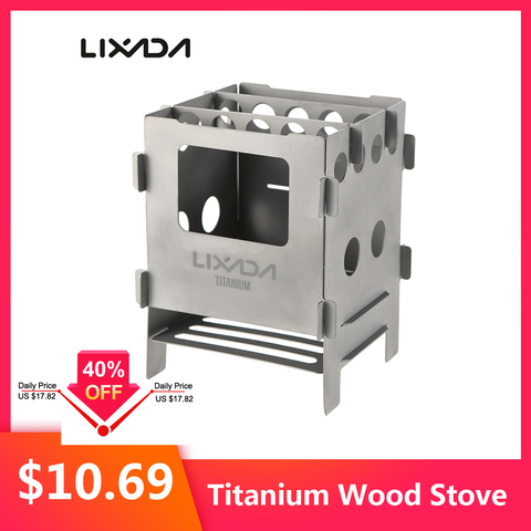 Lixada Titanium Wood Stove Lightweight Folding Wood Stove Outdoor Camping Stove Picnic Cooking Burners Backpacking Furnace ► Photo 1/6