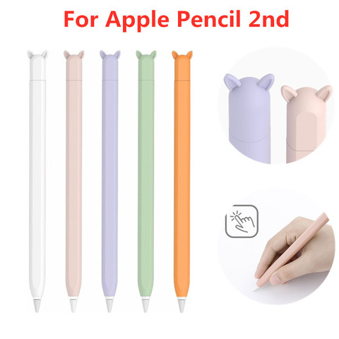 Anti-scroll Soft Silicone Protective Sleeve Pouch Case Skin Cover Cute Cat Ear Nib Cover For Apple  iPad Pencil 2nd Generation ► Photo 1/6