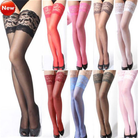 New Sexy Womens Sheer Lace Top Thigh High Stockings 6 Colors ► Photo 1/6