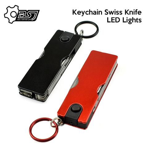 Multifunction Mini Fashion Keychain Swiss Knife LED Lights Nail Clippers Earpick Scissors Tweezers Pocket  Hand Tools Knife ► Photo 1/6