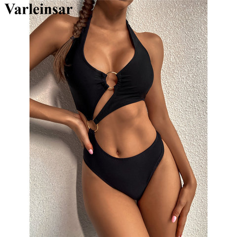 2022 Sexy Halter Asymmetric One Shoulder One Piece Swimsuit Women Swimwear Female Bather Bathing Suit Swim Lady Monokini V2660 ► Photo 1/6