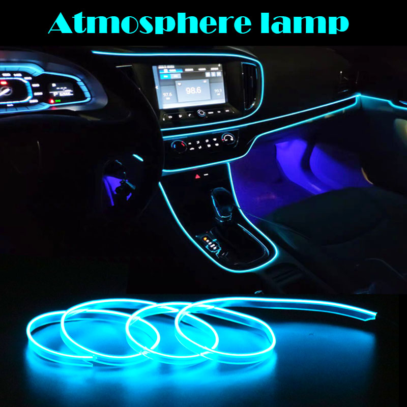LED Car Interior Atmosphere Strip Light EL Wire Neon Glow Rope Tape Lamp Decor 