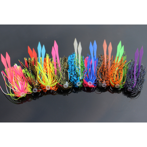 Tigofly 9 pcs 9 colors Colorful Silicone Skirts Streamer Spinnerbait Buzzbait Squid Rubber Lure Baits Fishing Lures Accessories ► Photo 1/6