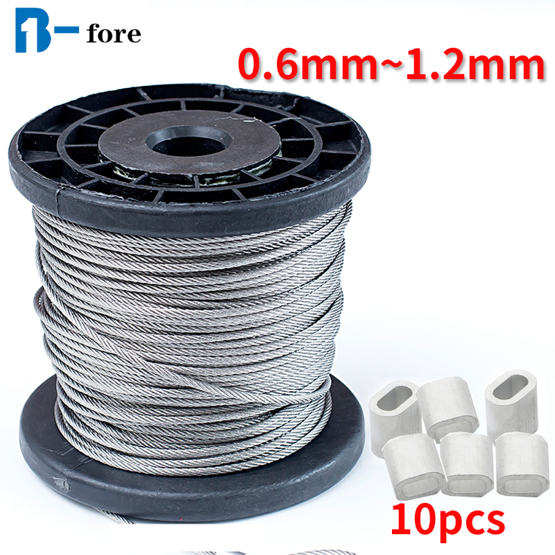 30M 304 Stainless Steel Wire Rope Soft Cable Fishing Clothesline