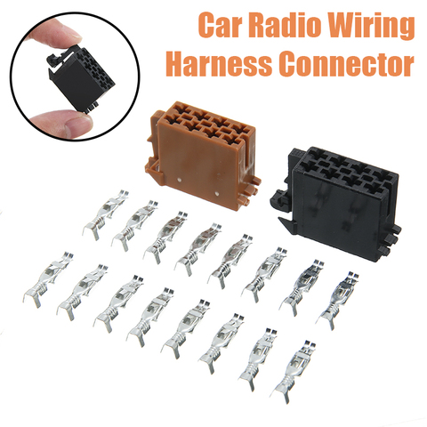 2pcs Black Brown 8 Pin Male ISO Car Stereo Radio Wiring Harness Connector Adaptor Block Loom with 18pcs Female pins ► Photo 1/6