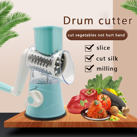 3 In 1 Manual Rotary Vegetables Grater Handheld Shredder Slicer Grinder Tabletop Cheese Drum Cutter for Cucumber Potato Carrot ► Photo 1/6