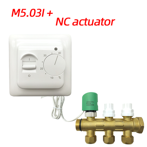 M5 3A with NO/NC actuator MINCO HEAT Water Floor Heating Valve Manual Room Thermostat Warm Floor Water heat actuator controller ► Photo 1/6