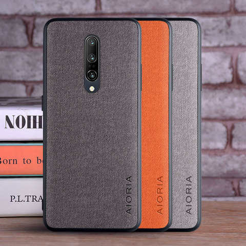 Case for Oneplus 7 Pro coque Luxury textile Leather skin soft TPU hard PC phone cover for Oneplus 7 Pro case funda ► Photo 1/6