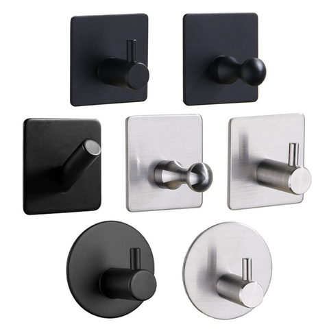 304 Black Robe Hook Wall Hook Towel Hook for Bathroom Stainless Steel Coat Hook Rustproof Hook Hanger for Kitchen Hardware ► Photo 1/6