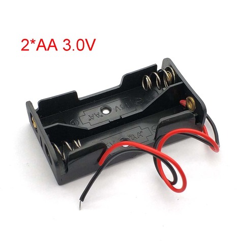 Black Plastic 2*AA Battery Storage Box Case 2 Slot Way DIY Batteries Clip Holder Container With Wire Lead Pin AA 1.5V ► Photo 1/4