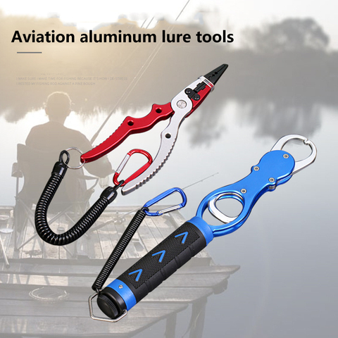 Aluminum Alloy Fishing pliers Cutter Fishing braid Line Scissors Grip With weighing Fish Grip Lip Clamp Grabber hook Remover ► Photo 1/6