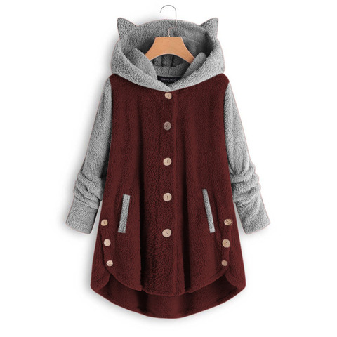 Fashion Cute Cat Women Hoodies Sweatshirts Winter Warm Hooded Tops Loose Soft Patchwork Coat Lady Pajamas Harajuku ► Photo 1/6