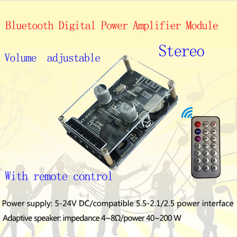 XY-P40W Bluetooth 5.0 Power Amplifier Audio Board Stereo Digital Amplifier Small Stereo AMP Home Theater With Remote Control ► Photo 1/6