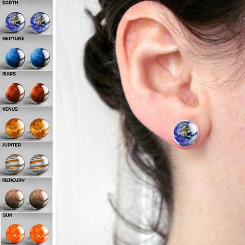 Moon Earrings Solar System Planet Stars Stud Earrings Galaxy Nebula Space Universe Earth Sun Mars Jupiter Saturn Fashion Jewelry ► Photo 1/6