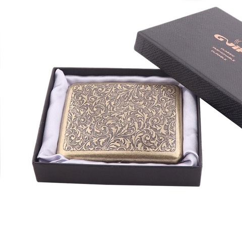 Men's Cigarette Case with Gift Box for 20pcs Vintage Metal Cigarette Box on  Sale 