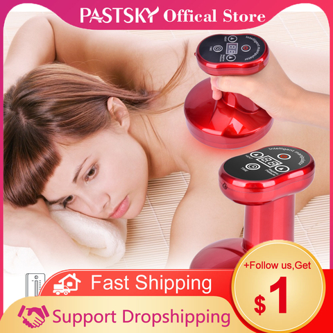 Electric Vacuum Cupping Infrared Heating Therapy Guasha Scraping Massage Body Cups Negative Pressure Sunction Timer EU/US plug ► Photo 1/6