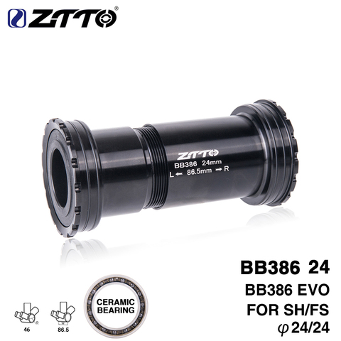 ZTTO BB386 CERAMIC 24 EVO Threaded Lock Press Fit Bottom Bracket for BB386 Frame to 24mm Crankset Quality Bottom Bracket Adapter ► Photo 1/6