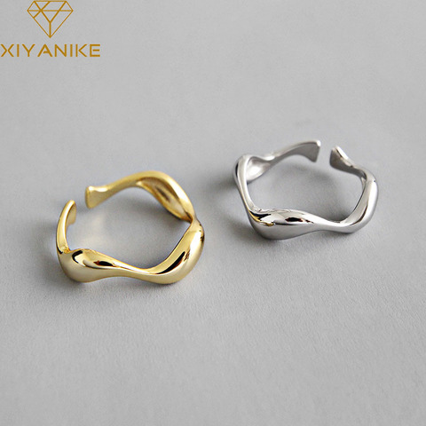 XIYANIKE 925 Sterling Silver Creative Handmade Rings Irregular Wave Smooth Engagement Jewelry for Women Size 16.5mm Adjustable ► Photo 1/6