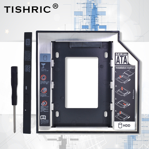 Tishric Universal Plastic Aluminum with panel 9.5mm SATA 3.0 HDD Caddy Hard Disk Enclosure Adapter DVD HDD For Laptop Optibay ► Photo 1/6