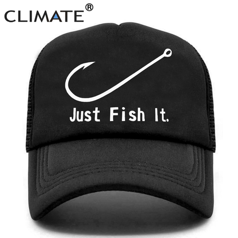 CLIMATE Fishing Cap Fish Hook Trucker Cap Just Fish It Cap Men Funny Pike Fish Fishing Cap for Man Hook Cap Summer Cool Mesh Cap ► Photo 1/6