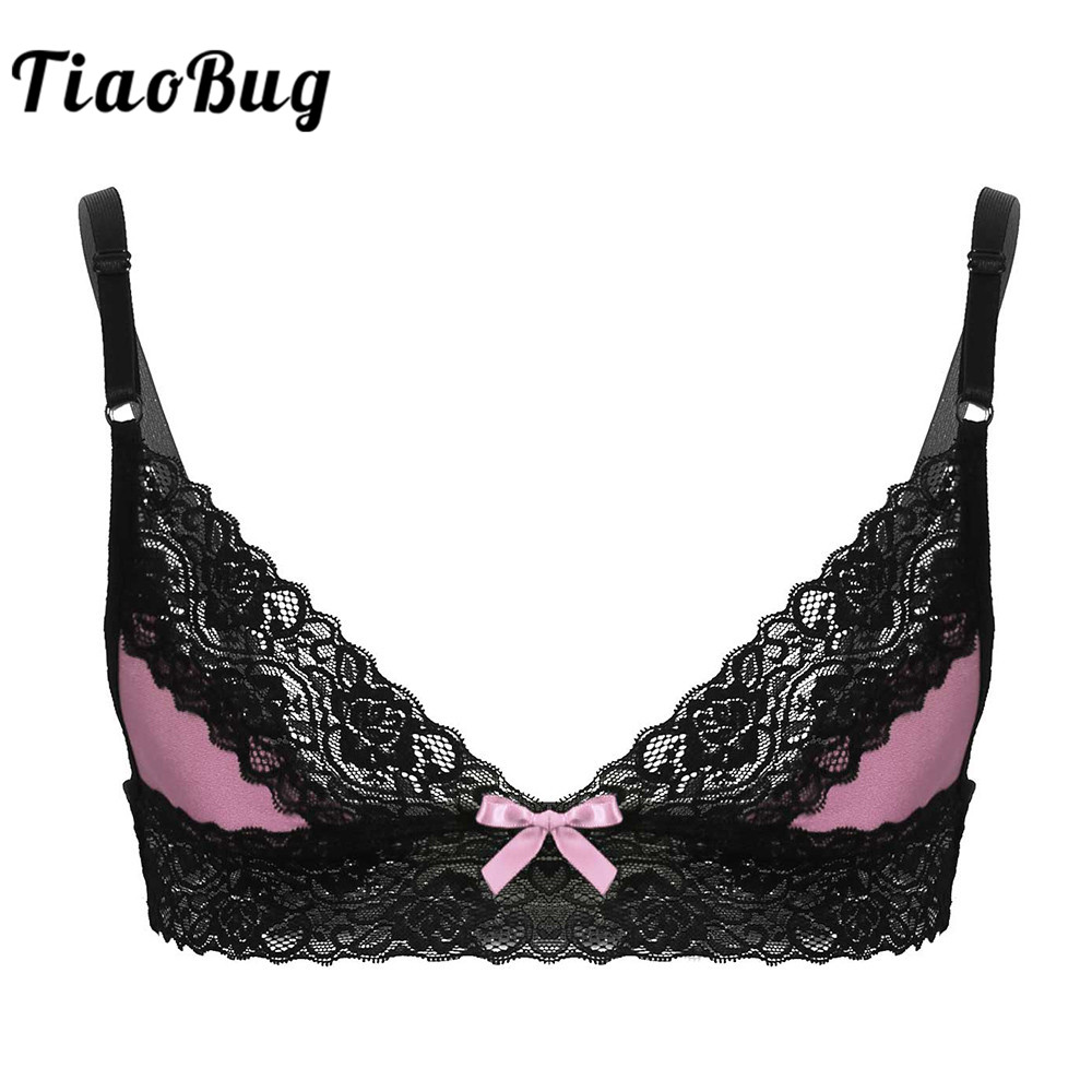 Silky Sissy Mens Bra Crossdress Underwear Underwire Brassiere Lace Sexy  Lingerie