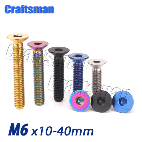 Titanium Ti M6 X 10 15 20 25 30 35mm Allen Key Flat Countersunk Head Brake Disc Screw Titanium Bolt For Bicycle Car ► Photo 1/4