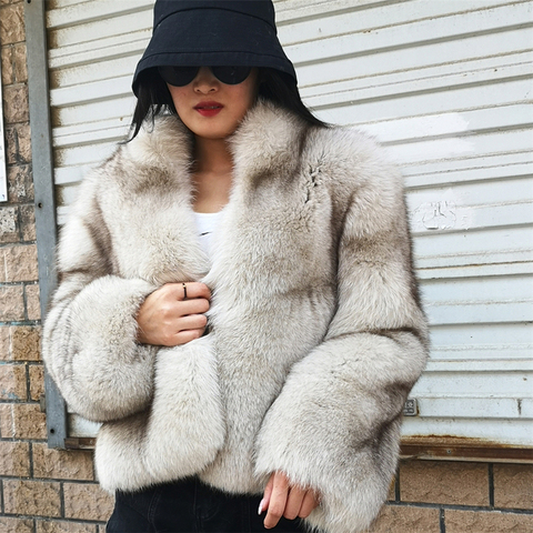 Luxury Winter Women Fox Fur Coat Full Sleeve Girl Real Natural Fur Short  Jacket With Fur 2022 NEW High Quality ► Photo 1/6