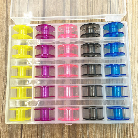 Sewing Accessories Plastic/Metal 25pcs Bobbins Sewing Machine Spools Thread Storage Case Box for Home Sewing Tools Supplies ► Photo 1/6