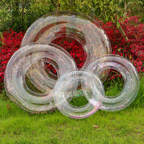 Colorful Glitter Pool Foats Transparent Inflatable Swimming Circle Children's Float Buoy Rubber Swim Ring PVC Boat Water Toys ► Photo 1/6