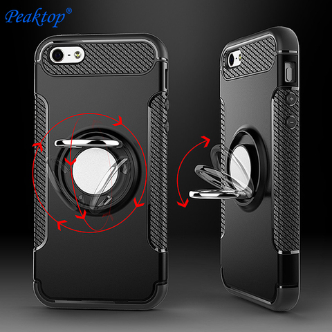 Phone Case For iPhone 6 s 6S 7 7S 8 Plus X 10 5 5S 5SE 11 Pro XS Max XR SE2 2022 6Plus 7Plus 8Plus Metal magnetic Bracket Cover ► Photo 1/6