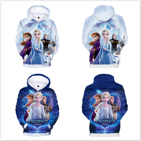 Ice Snow World 3D Princess Elsa Anna Girls Hoodies Spring Autumn Hooded Sweatshirt For Girl Children's T Shirt Kids Top Costumes ► Photo 1/6