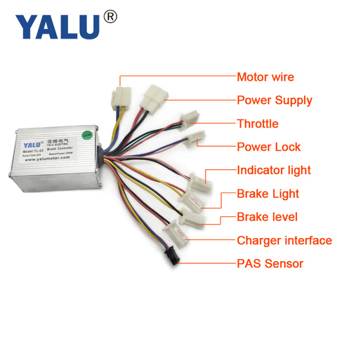 YALU Brush DC Motor Controller 24V 250W Ebike Speed Controller with PAS Sensor Port For Electric Bicycle Scooter Conversion Kit ► Photo 1/6