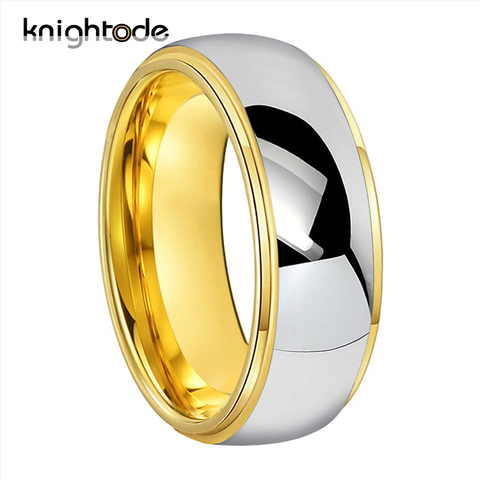 6/8mm Fashion Tungsten Carbide Wedding Band For Men Women Engagement Ring  Lover's Jewelry Gold Color Steped Dome Polishing ► Photo 1/6
