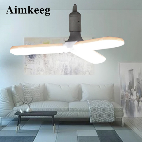 E27 LED Bulb Fan Blade Lamp Foldable 45W Angle Adjustable Chandelier Super Bright Indoor Ceiling Light  for Home Garage Lighting ► Photo 1/6