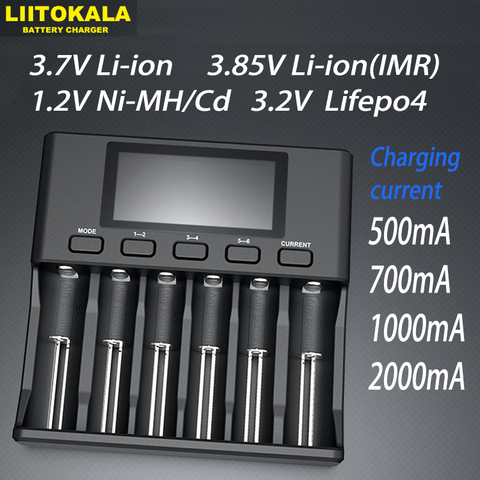 Liitokala Lii-S6 18650 charger 3.2v 3.7v  6-slot auto-polarity detect 26650 21700 14500 aa aaa batteries 1.2V 3.85V NiMH NI-CD ► Photo 1/6