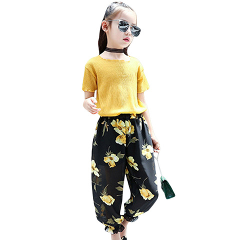 Teen Girls Clothes Summer Costumes For Girls Casual Kids Clothes Girls Shirt+ Pants 2 Pcs Teen Girls Clothing 6 8 10 12 Years ► Photo 1/6