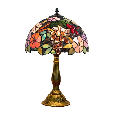 European creative  Mediterranean stained glass living room dining room bedroom bedside table lamp bar pastoral grape retro light ► Photo 1/6