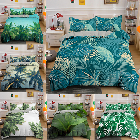 Comforter Cover Tropical Botanical Leaves Duvet  Bedding Set Quilt  Microfiber Decoration ► Photo 1/6