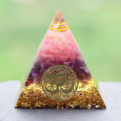 Rose Quartz Healing Orgone Pyramid with om Symbol Energy Generator Crystal Mediation Home Office Deco ► Photo 1/6