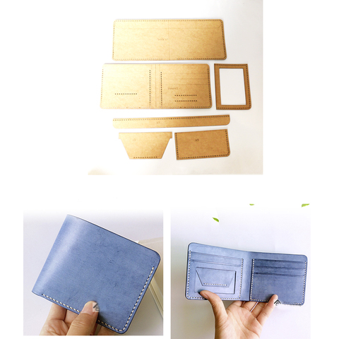 DIY leather craft short folded wallet heavy weight 500gsm kraft paper template pattern hollowed stencil 9x10.5x1cm ► Photo 1/3