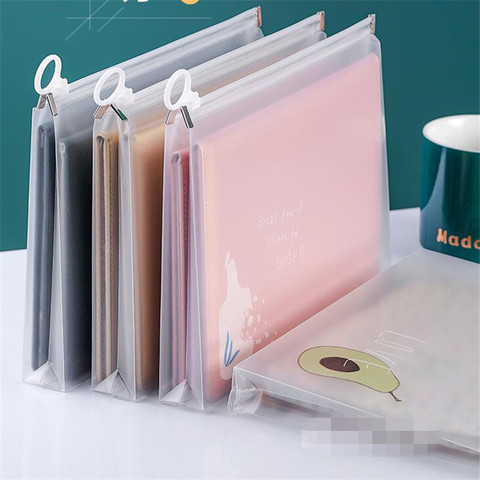 Transparent Document Bag Office File Holder School Folder Zipper Pouch Loop Pull Organizer Stationery Desk Storage A5 A4 ► Photo 1/6