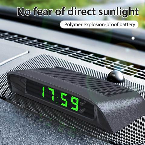 Car Clock Auto Internal Stick-On Digital Watch Solar Powered 24-Hour Car Clock With Built-in Battery Car Decoration Accessories ► Photo 1/6