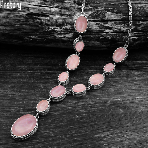 Vintage Natural Quartz Necklace For Women Antique Silver Plated Unakite Stone Amethysts Multi-layer Party Necklace ► Photo 1/5