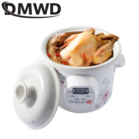 DMWD Electric cooker Slow cookers Water Stewing Soup Porridge Pot Ceramic Whiteware Liner timing eggs steamer cooking machine ► Photo 1/5