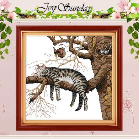 A Lazy Cat Patterns Counted Cross Stitch 11CT 14CT Cross Stitch set Animals wholesale Embroidery Kit Home Decor Needlework Craft ► Photo 1/6