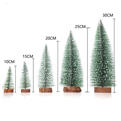 1PC New Mini Christmas Tree Small Choinka Wooden Snow Pine Needle Tree Desktop Table Ornaments Navidad Xmas Decoration for Home ► Photo 1/6