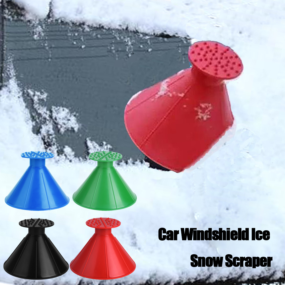 Car Window Windshield Ice Snow Remover Scraper Cone Shaped Round Funnel Deicer 