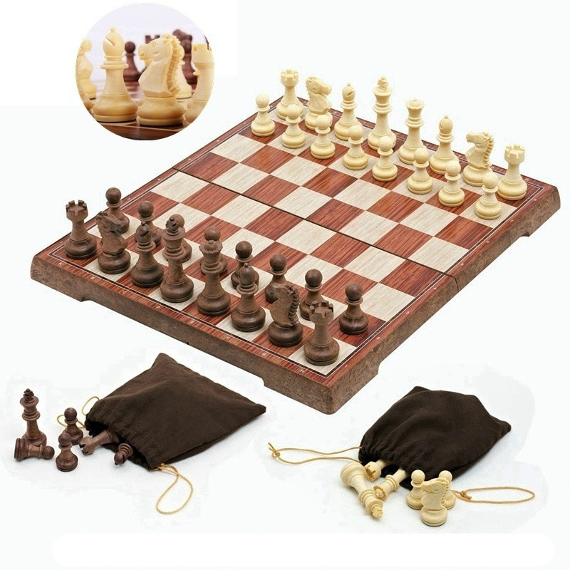 Portable Travel Magnetic Wooden Board Tournament Chess Set Wood Pieces New 
