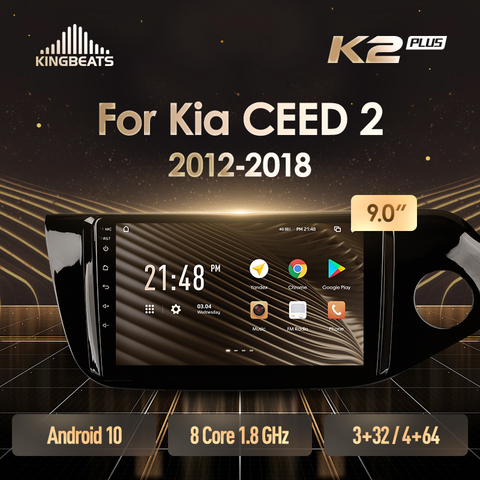 KingBeats Android 10 Octa-Core head unit HU 4G in Dash Car Radio Multimedia Video Player Navigation GPS For Kia CEED Cee'd 2 JD 2012 - 2022 Right hand driver no dvd 2 din Double Din Android Car Stereo 2din DDR4 ► Photo 1/6