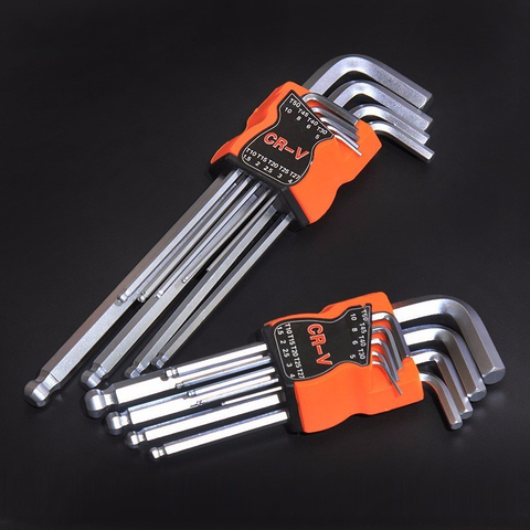 FINDER 9PCS Double-End L Type Screwdriver Hex Wrench Set Allen Key Hexagon Flat Ball Torx Star Head Spanner Key Set Hand Tools ► Photo 1/6